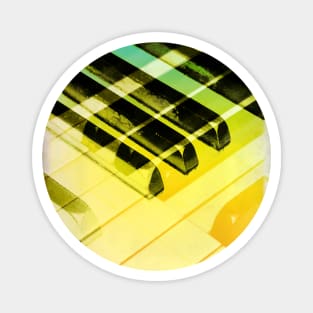 Overlapping Abstract Mirroring Piano Keys with Green and Yellow Magnet